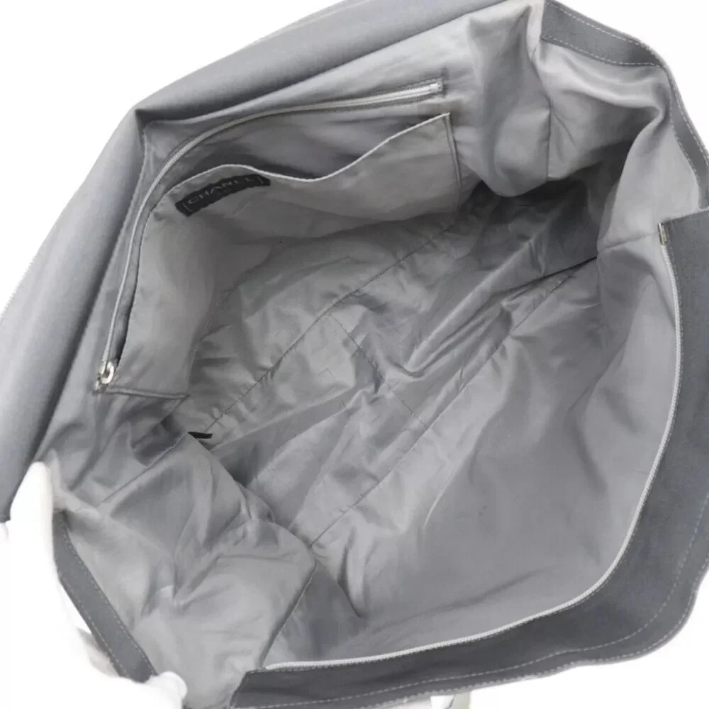 CHANEL logo Tote Bag Sports line gray Nylon Women